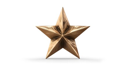 Shiny golden star ornament on a white background