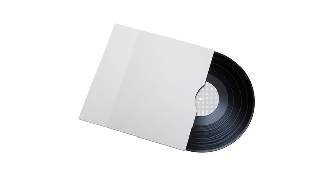 Realistic Vinyl Record Mockup with Blank Cover &ndash; LP Album, Music Artwork Presentation, Retro Vinyl Sleeve PSD Template