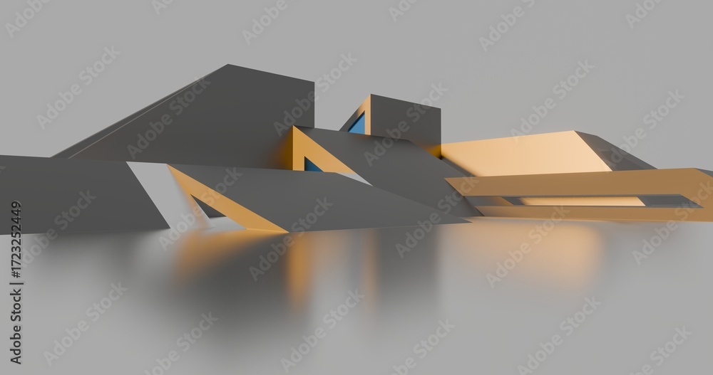 Poster 3d rendering architecture background building geometric shape