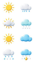 Yellow Sun with Ray Details, Glossy Finish on Transparent Background, Weather Icon Set for Web Design