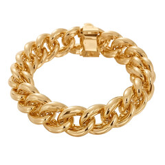 Obraz premium Thick gleaming gold curb chain bracelet with clasp isolated on a transparent background