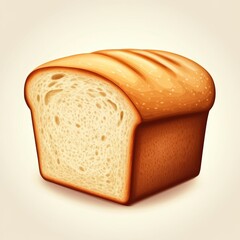 A slice of bread with a brown crust and a light color inside. The bread is cut in half, revealing the soft, fluffy interior. Concept of warmth and comfort