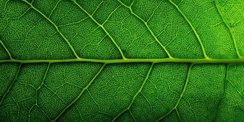 Creative abstract business background green leaf texture close-up with visible veins macro style eco-friendly environmental poster design for digital marketing materials and sustainable branding conce