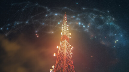 Communication Tower with Digital Network Connections