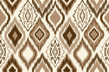 Ethnic seamless ikat fabric pattern design for all types of print textiles and background