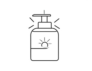 Obraz premium Simple line drawing of a sunscreen bottle