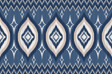 Ethnic seamless ikat fabric pattern design for all types of print textiles and background
