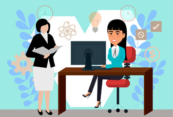 Clerk Female Concept Illustration Vector Style