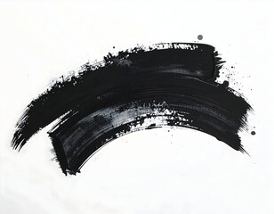 Abstract black paint stroke, sweeping arc on white background