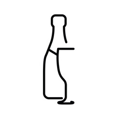 champagne bottle   and a glass icon vector 