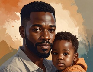 Close-up portrait of a father and son