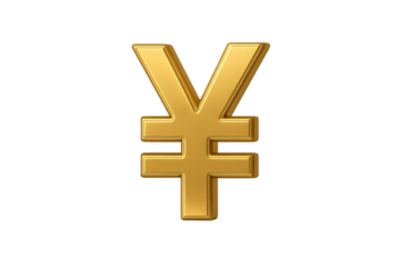 Golden Yen Symbol: A stunning, golden Yen symbol against a simple background, symbolizing financial strength and economic prosperity.