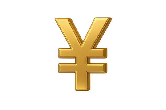 Golden Yen Symbol: A stunning, golden Yen symbol against a simple background, symbolizing financial strength and economic prosperity.