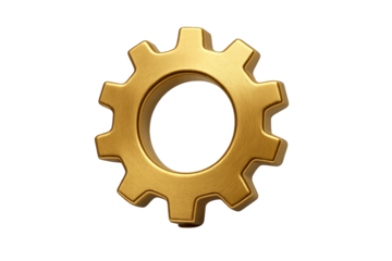 Gold Gear: A solitary golden gear, symbolizing industry, ingenuity, and precision, set against a clean backdrop