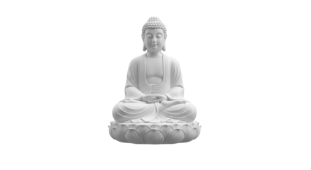 Isolated statue of Buddha sitting in meditation pose, religious symbol of buddhism faith