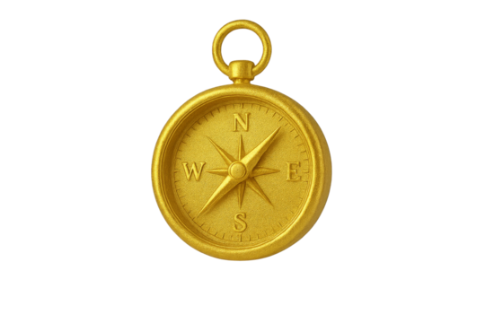 Golden Compass: An elegant golden compass, pointing towards the right direction, representing guidance, exploration, and navigation