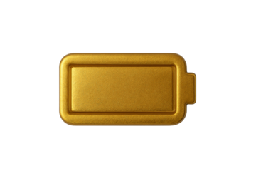 Golden Battery Icon: A stunning, high-quality golden battery icon, showcasing modern minimalist design and representing full power and energy.