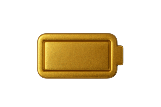 Golden Battery Icon: A stunning, high-quality golden battery icon, showcasing modern minimalist design and representing full power and energy.