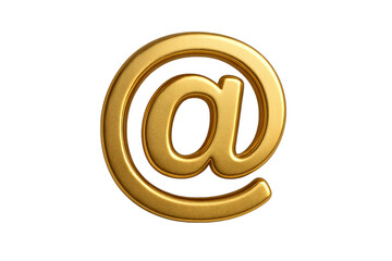 Golden Email Symbol: a realistic 3D rendering of a radiant golden at symbol, a universal emblem of electronic communication. It's a visual representation of connectivity, networking.
