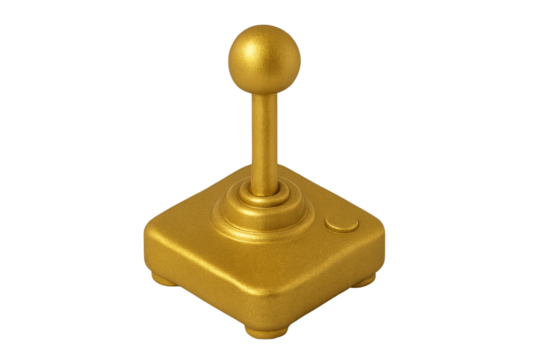 Golden Joystick: A classic golden joystick stands in stark contrast, its timeless design signifying gaming's rich history and enduring appeal.