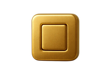 Golden Square Button: A close-up of an elegant, golden square button with a recessed central square, embodying modern simplicity and digital interface.