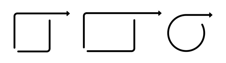 Minimalist arrow designs with angled and curved lines.