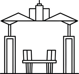rooftop skybridge cafe between towers illustration on transparent