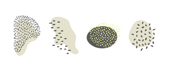 Irregular dotted shapes blob elements. Minimal organic pattern hand drawn texture.
