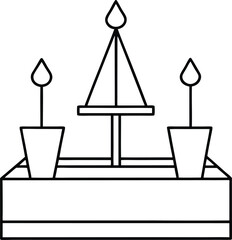 rooftop sculpture garden illustration on transparent