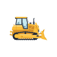 yellow bulldozer isolated on white