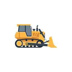 yellow bulldozer isolated on white