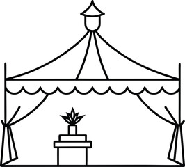 rooftop wedding event setup illustration on transparent
