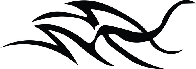 Ornamental Floral Design A classic black and white floral design element featuring elegant, curved leaves and intricate detailing. Perfect for use in decorative borders, logos