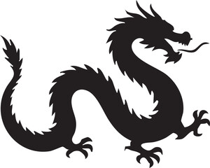 Chinese-style dragon silhouette (long, serpentine body).