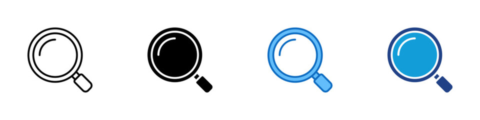 Magnifying Glass Multiple Style Icon Design Vector - Simple magnifier icon representing zoom, search, or inspection