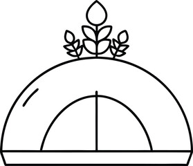 rooftop yoga dome with plants illustration on transparent