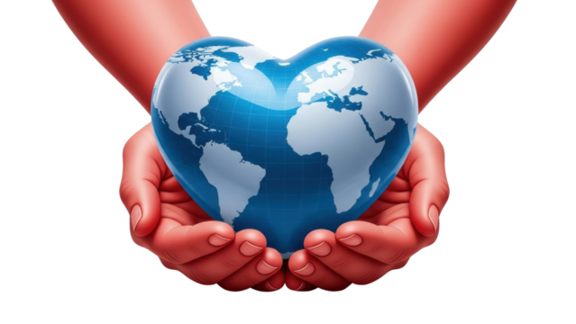 Heart-Shaped Earth Held in Hands
