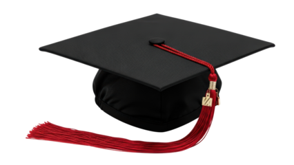 Black Graduation Cap with Red Tassel
