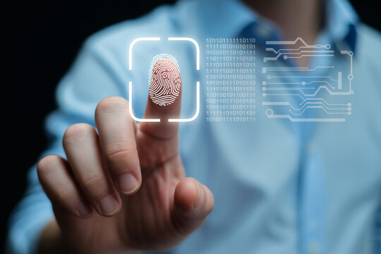 Biometric security fingerprint scan technology digital access control system authentication and id verification - Powered by Adobe