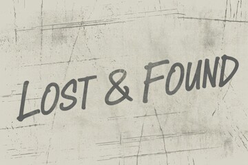 Lost and found sign written on a textured surface