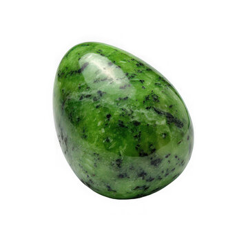 Green jade jemstone on white background