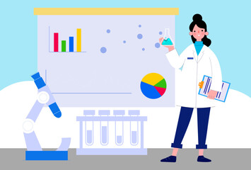Data Scientist Female Concept Illustration Vector Style