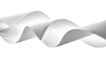White paper waves elegantly isolated on transparent background