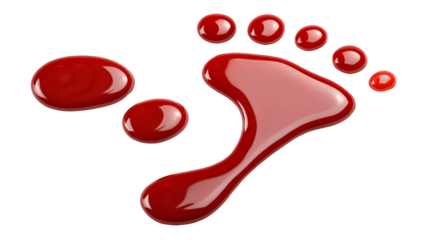 Footprint made of red liquid isolated on transparent background