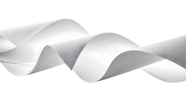 White paper waves elegantly isolated on transparent background