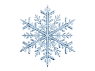 A beautiful blue snowflake isolated on transparent background