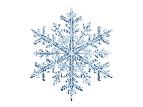 A beautiful blue snowflake isolated on transparent background