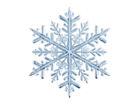 A beautiful blue snowflake isolated on transparent background