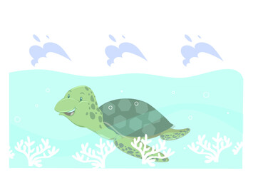 Sea Turtle Concept Illustration Vector Style