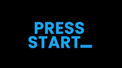Press Start Animation Retro Gaming Intro Screen on Black Background - Powered by Adobe